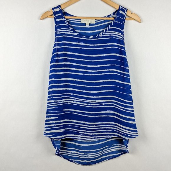 Olive & Oak Tops - Olive & Oak Semi Sheer Blue White Stripe Tank S